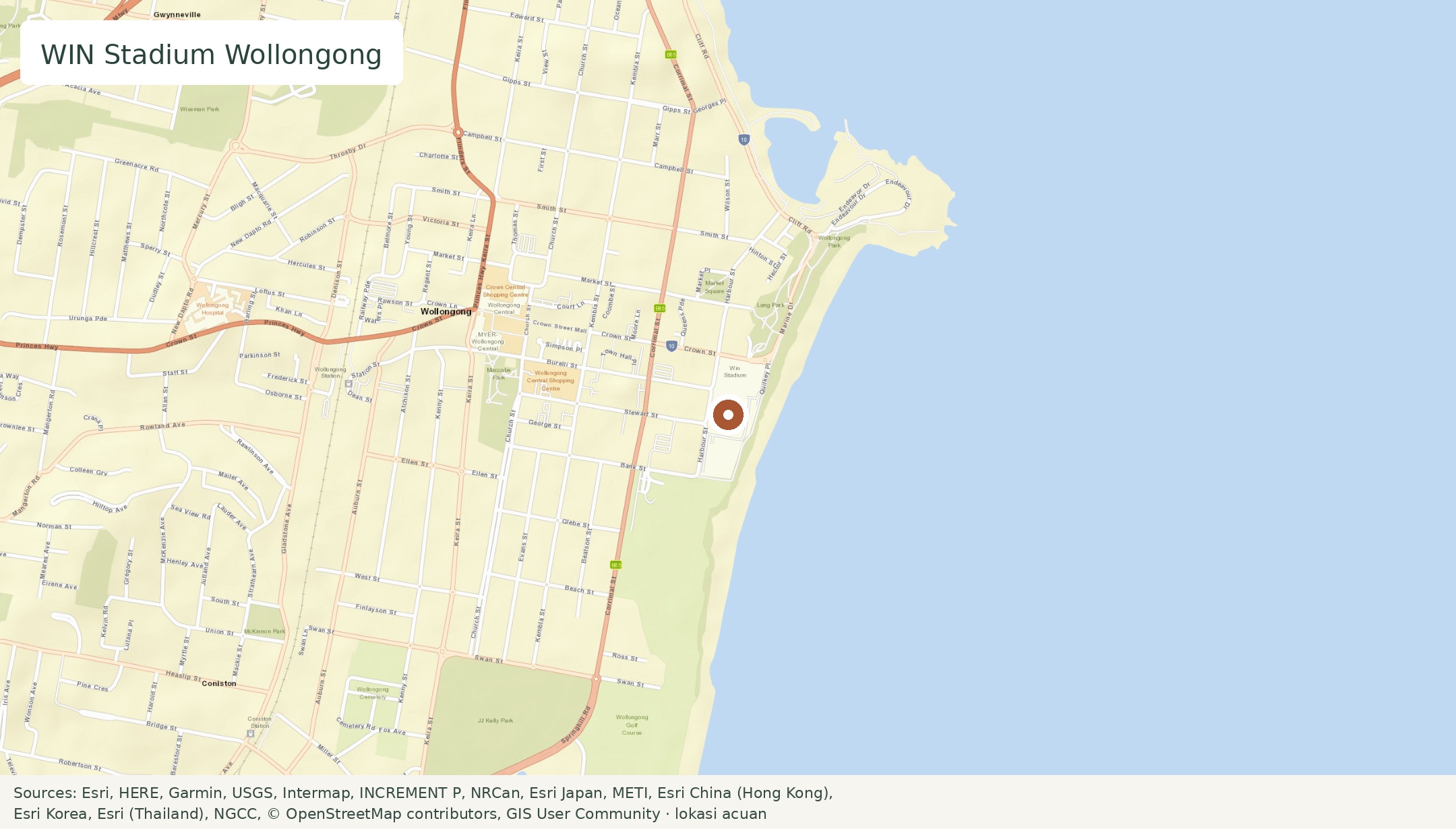 Map: WIN Stadium Wollongong