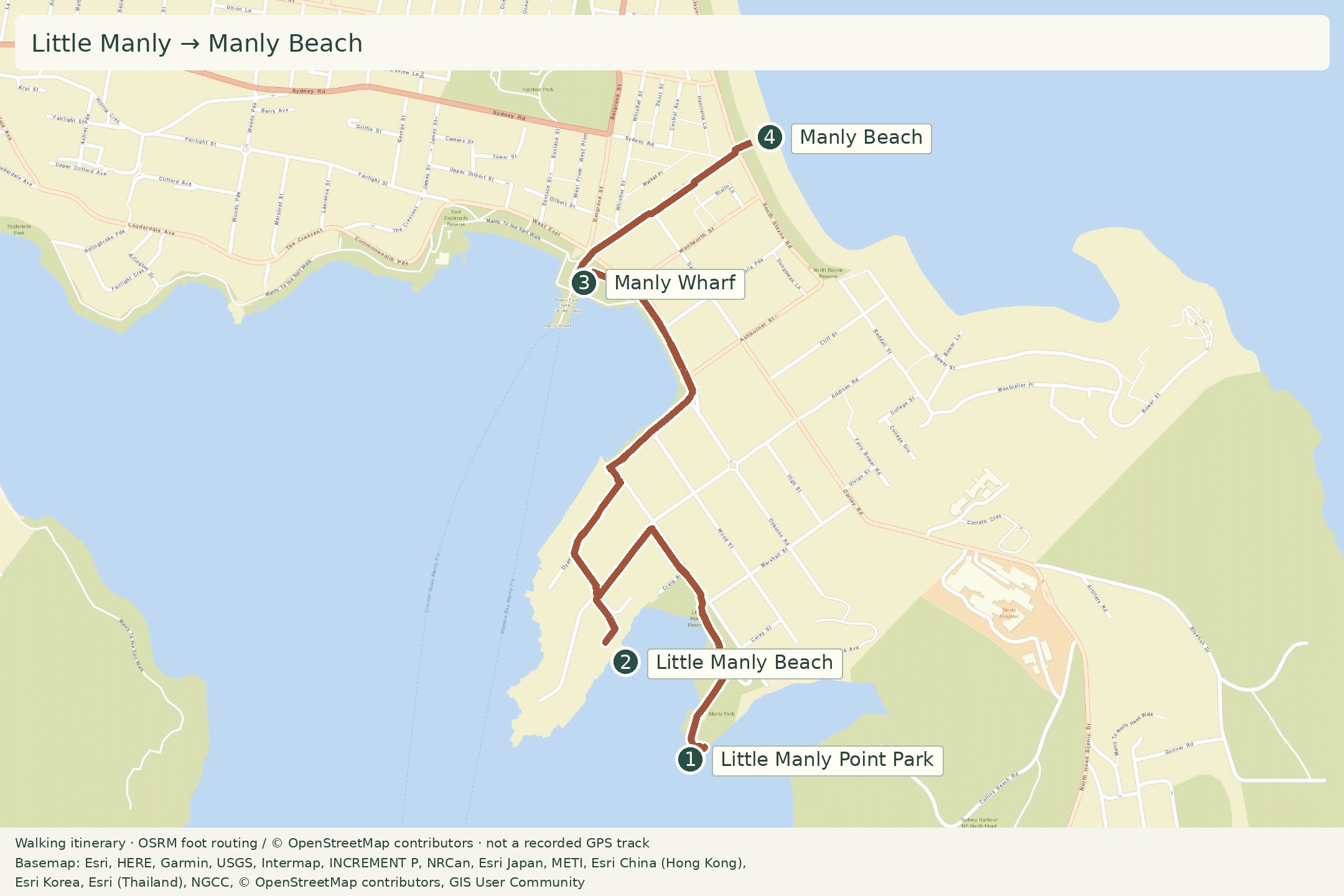 Walking itinerary: Little Manly → Manly Beach