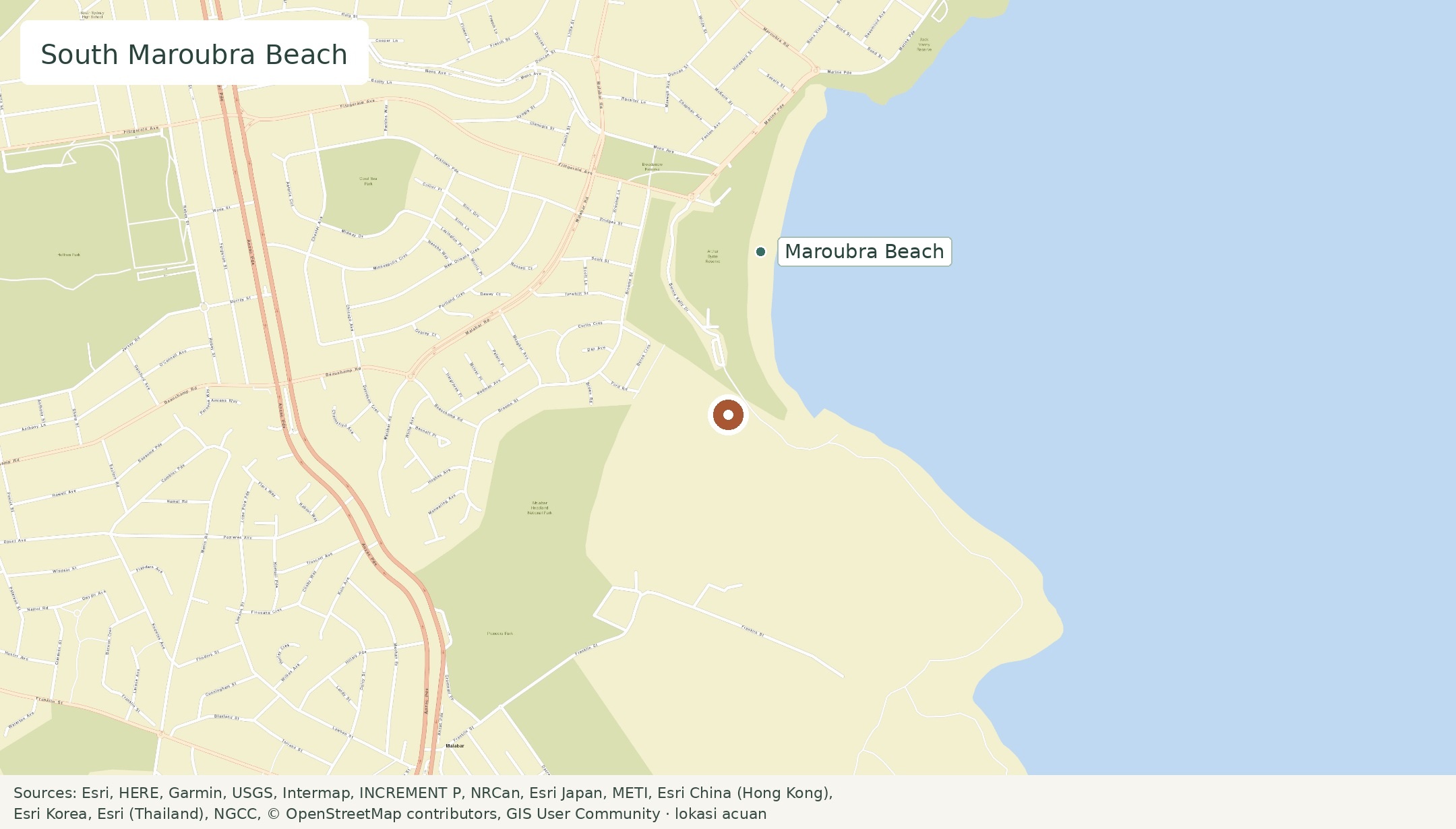 Peta South Maroubra Beach