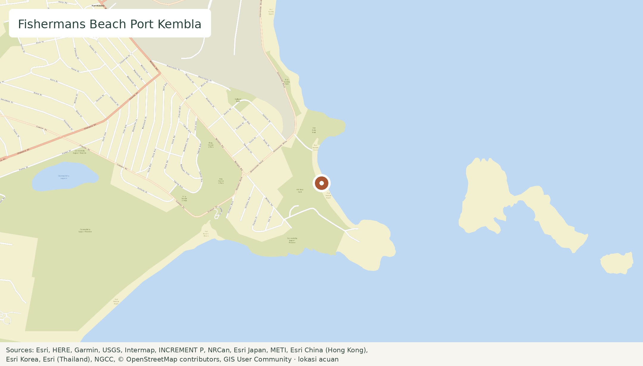 Peta Fishermans Beach Port Kembla