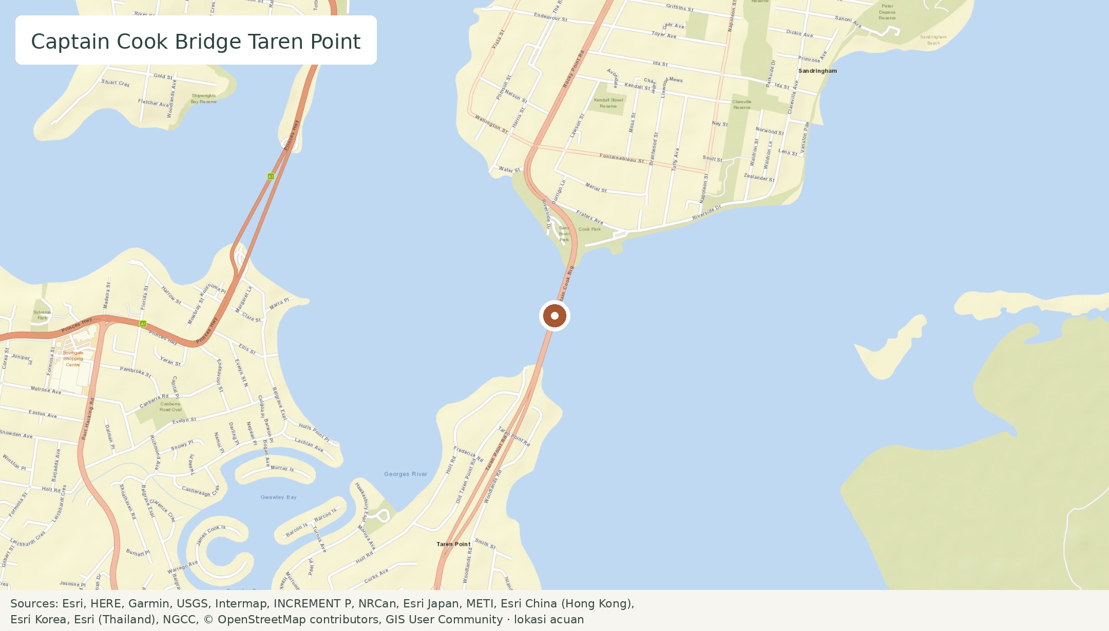 Map: Captain Cook Bridge Taren Point