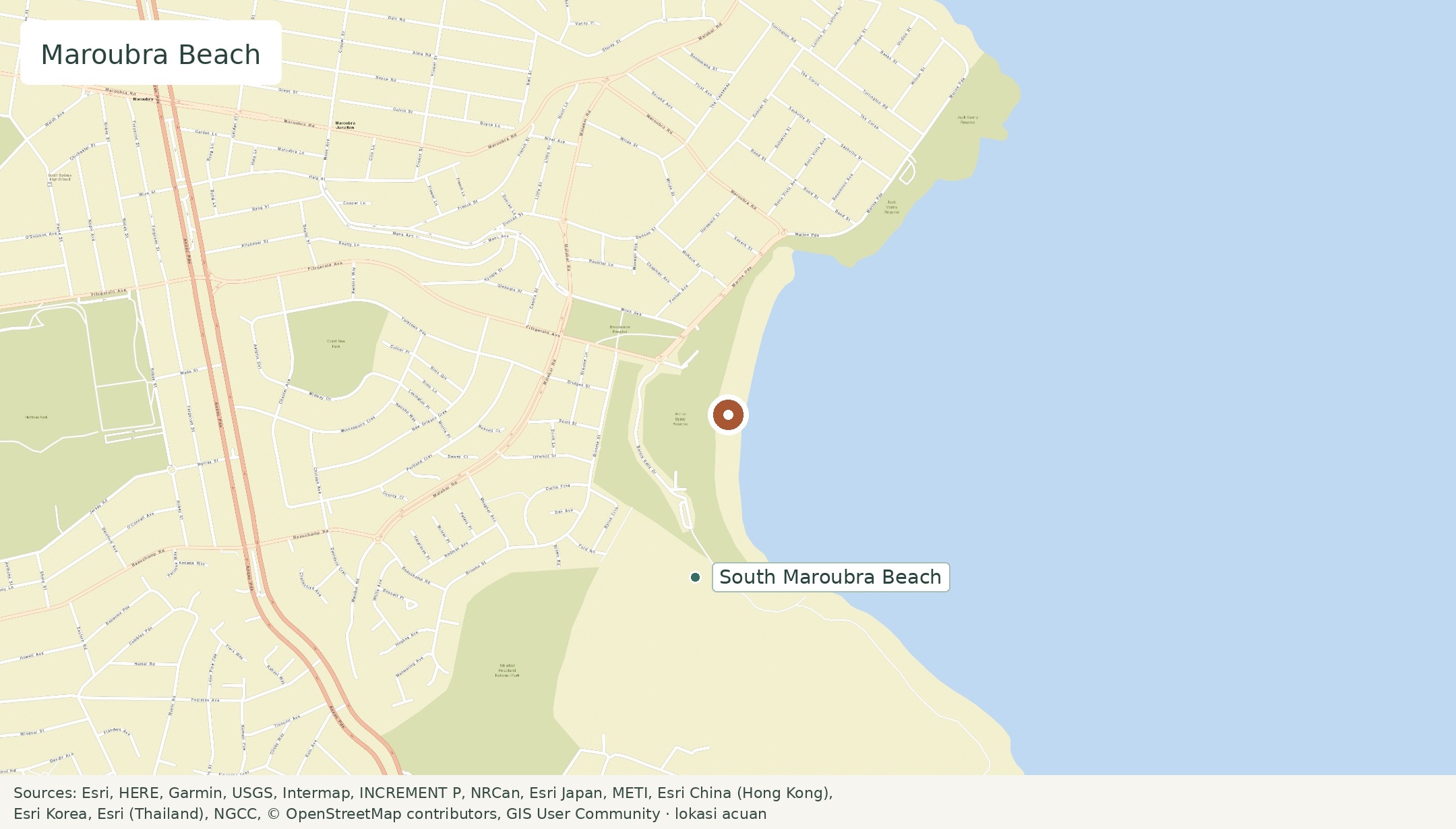 Peta Maroubra Beach