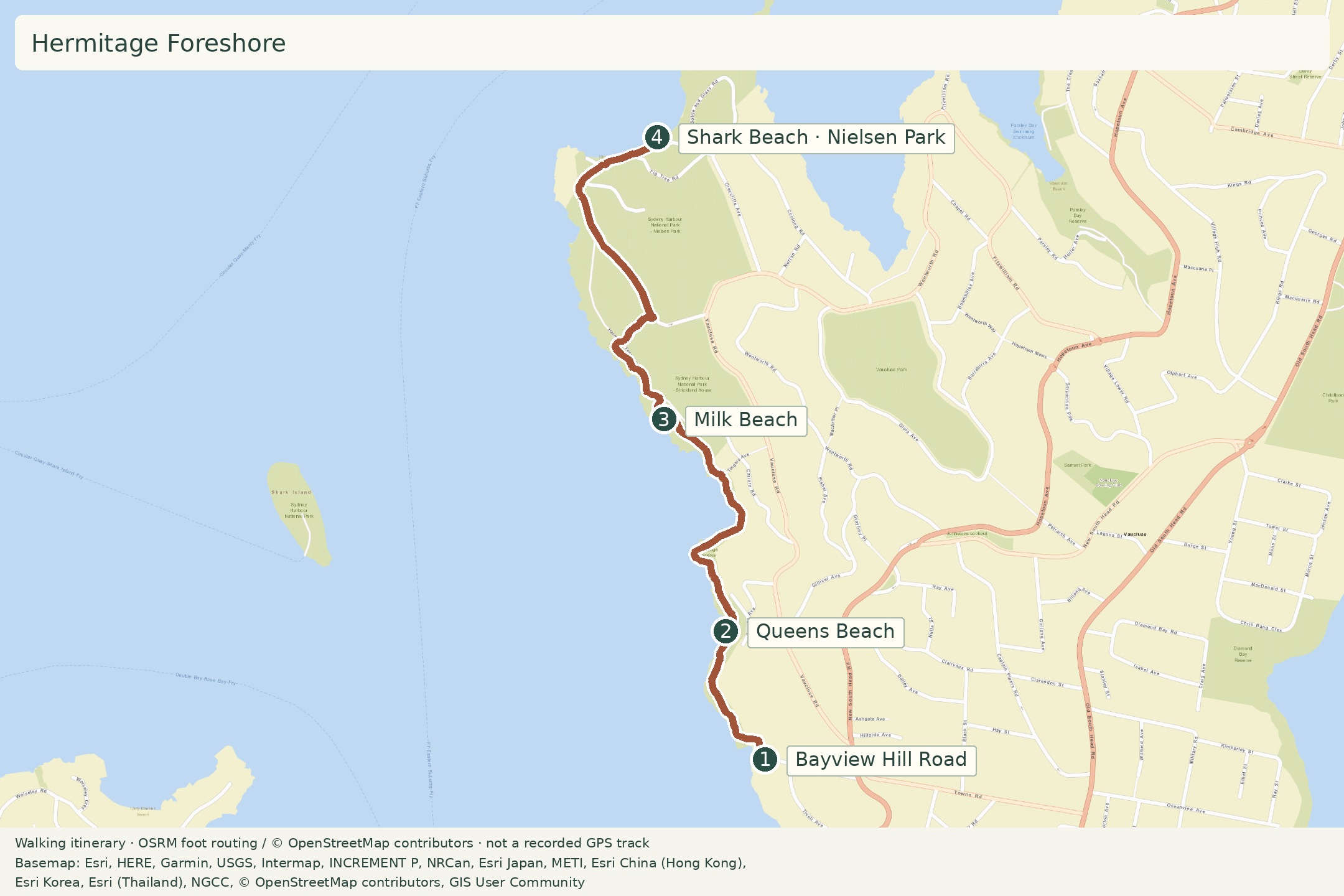 Walking itinerary: Hermitage Foreshore